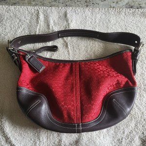 Vintage Authentic Coach Red Signature Brown Leather Hobo Purse